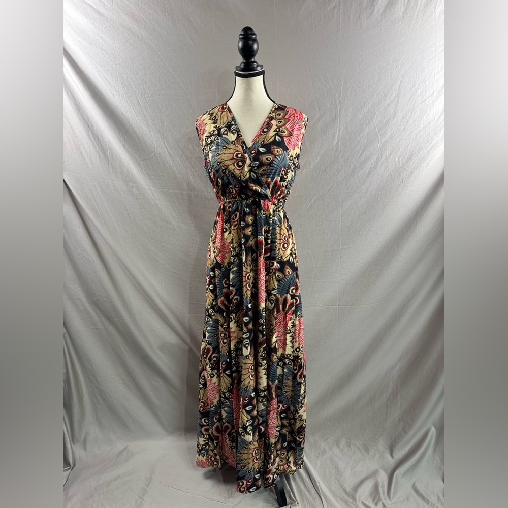 LAST ONE π₯ Boho Tropical Print A-Line Maxi Dress - Picture 5 of 8